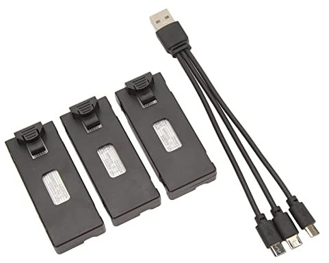 Cuifati 3-teiliger Drohnen-Akku mit Ladekabel für E88 E88Pro LS E525 E525Pro, RC-Flugzeug-Lithium-Batterie-Ersatz, Mini-RC-Quadcopter-Ersatzteil (2600 mAh)