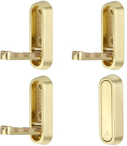 SYZOW 4 Stück Faltbarer Wandhaken, Kopfhörer Wandhalterung Klapphaken 90 °Faltbare Wandhaken Kleiderhaken Klappbare Haken Wandhandtuchhaken für Garderobe Badezimmer Küchen (Gold)