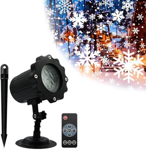 OPSREY Christmas Projector Lights, Outdoor Snowflake LED Light Projector Waterproof Xmas Projector Lights for Wedding Party Holiday Garden, Festival, Halloween, Christmas Decoration Lights