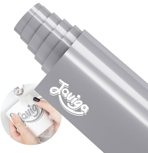 JAVIGA Grey Permanent Vinyl, 12 x 6 FT Self Adhesive Vinyl Roll for All Cutting Machine, DIY Decals for Craft Cutter, Decor Sticker, Party Decoration, Mugs