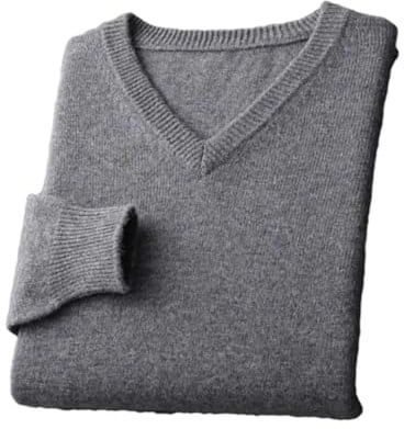 Vogrtcc män V-hals kashmirtröja pullover business casual stickade jumper toppar, Mörkgrått, S