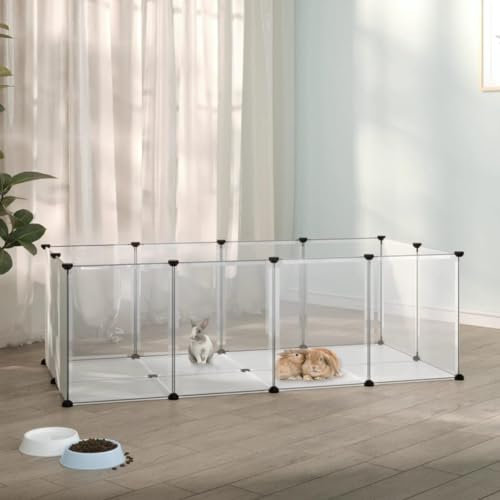 AUVYI Kleintierkäfig Transparent 144x74x46,5 cm Haustierkäfig Hamsterkäfig Rennmaus Käfig Kleintierkäfig Meerschweinchen Käfig Holz Zwerghamster Zubehör PP (Polypropylen), Stahl