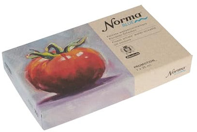 Schmincke - NORMA® Blue, 71 751097, Daily painting set, Kartonset, 7 x 35 ml, höchstpigmentiert, lichtecht, feinste wasservermalbare Künstler-Ölfarben, vegan, geruchsarm