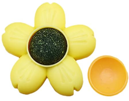 Kirdume Katzenminze-Wand-Ballspielzeug,Katzenminze-Ballspielzeug | Katzenminze Roller Ball Wandspielzeug | Blumenförmiger Katzenminze-Ball, drehbar, Kätzchen-Silvervine-Spielzeug zum Lecken von