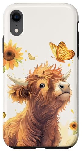 iPhone XR Highland Cow Buttterfly Cute Animals Highland Cow Case