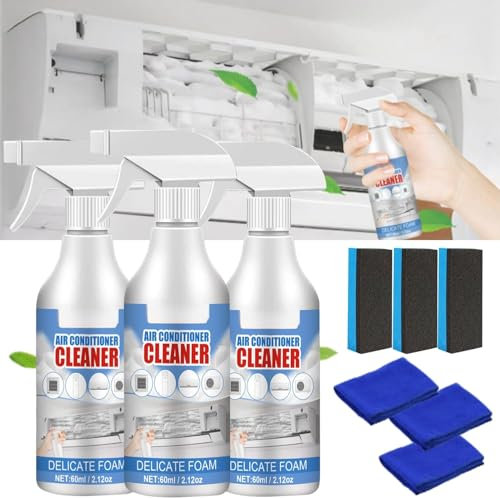 60ml Air Conditioner Cleaner, Air Conditioner Foaming Coil Cleaner, No Washing Air Conditioner Foam Coil Cleaner, Multi Purpose Foam Cleaner for Air Conditioner and Fan (3pcs)