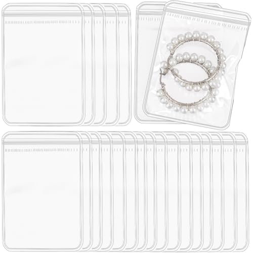 SOFPLATE 100Pcs 2.8 X 4 Inch PVC jewellery Bags Clear Plastic jewellery Bags Self Seal Ziplock Pouch Organizer Anti Tarnish Transparent Packing Storage Bags for Holding Bracelet Ring Earring Necklace