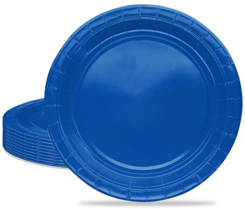 MORAINJAY 16 Pièces Bleu Assiette pour Fête Anniversaire,9 Pouces/23cm Bleu Papier Assiette Dessert Plateau Vaisselle pour Décoration Anniversaire Homme Femme