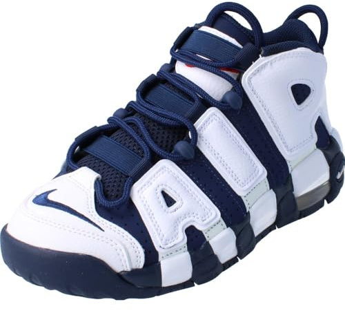 NIKE Air More Uptempo GS Basketball Trainers FV5371 Sneakers Shoes (UK 4.5 us 5Y EU 37.5, White Midnight Navy 100)