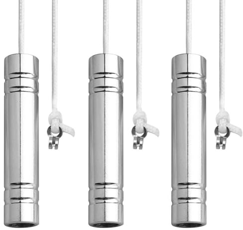 CECOMBINE 3 Pack Bathroom Light Pull Cord, Pull Cord Weight Handle, Cylindrical Heavy Blind Cord Pull Handle with 150cm Pull Cord and Connector, for Bathroom Toilet Light Ceiling Fan (Silver)