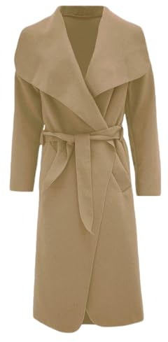 RATAZ Women’s Long Duster Jacket Ladies Waterfall Italian Belted Coat Plus Size UK 8-22