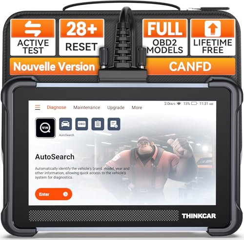 THINKCAR Valise Diagnostic Auto, ThinkScan 672 Scanner OBD2 pour Système Complet Outil de Diagnostic avec 28 Réinitialisations, Can FD, Mise à Jour Gratuite à Vie