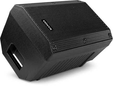 Vonyx VSA monitor de escenario activo 8” biamplificado 250W, entrada línea/micrófono, diseño compacto angular, sonido directo para músicos y espectáculos en vivo