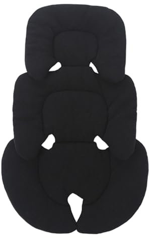 Luwecf Universelles Kinderwagenzubehör, weiche Einlagematte und Kopfstütze, Schwarz