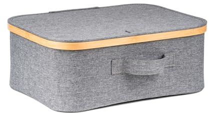 G21 Aufbewahrungsbox, 40 x 30 x 15 cm, aus Bambus, mit Deckel, grau