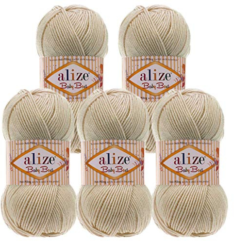 5 x 100g Strickgarn ALIZE Baby Best uni Babywolle Wolle Antipilling 44 Farben