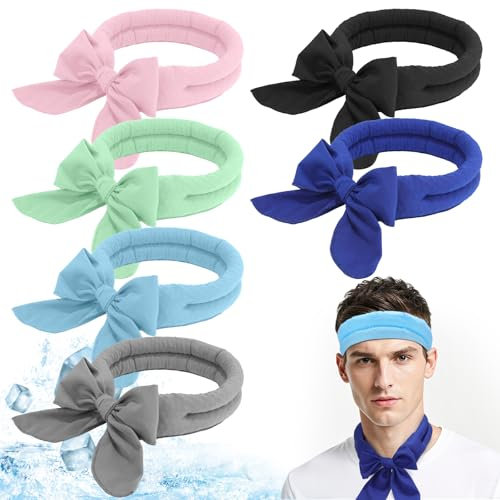 6 Stück Kühlendes Handtuch, Halswickel Stirnband,Sports Kühltuch Cooling Schal, Sofort Kühlender Schal, Sommer Kühlung Bandana,für Männer Frauen Indoor Outdoor Aktivitäten Sport (Feste Farbe)