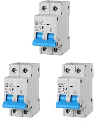 gloca Interruttore Magnetotermico Automatico 2P 220V 6KA 2 Moduli DIN (10 Ampere, 3)