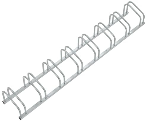 LZQ Fahrradständer für 8 Fahrräder | Stahl-Multi-Aufstellständer | Rostfreier Ständer für Mountainbike, Trekkingrad & Cityrad | Boden- und Wandmontage | Silber