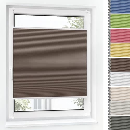 Jalousiescout Wabenplissee ohne Bohren Verdunklung—Thermo plissee Klemmfix Zweifarbig 30x90cm Braun-Weiß, Sonnen-, Sicht- & Hitzeschutz Jalousie verdunklung für Fenster & Tür