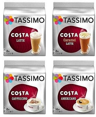 Compatible with Tassimo Machines Costa Coffee T-Discs, Select Any 3 Flavours From our Amazing Range, Including: Latte, Cappuccino, Caramel & Americano, Customize your order