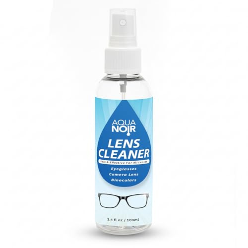 AQUANOIR Lens Cleaner 100ml | 3.4 oz, Safe & Effective Lens Cleaning Spray for Eyeglasses, Sunglasses, Camera Lens & Binoculars, Optical Cleaner, Quick-Drying Lens Solution | Made in UK