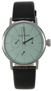 Gigandet Armbanduhr Damen Multifunktion Datum Edelstahl Leder Silber Grün G38-015