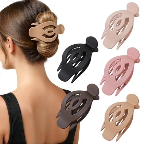 Dermalyx 5 Pièces Amélioration Grand Plage de Cheveux Pinces pour Femmes Filles, 13 cm Anti-Glissement Pinces à Cheveux en Forme de Beak de Canard pour Cheveux Longs Épai