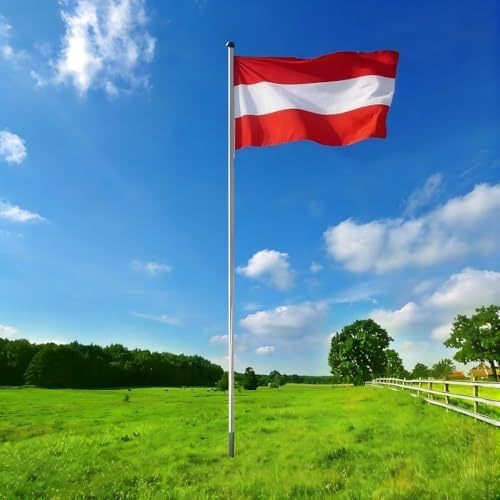 BGF Alu Fahnenmast 6,50 m Fahnenmast Fahnenstange Flaggenstange Österreich Flagge Fahne mit Adler AT