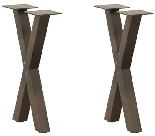 vidaXL Couchtischbeine X-Form 2 STK. Naturstahl 38x(42-43) cm Stahl