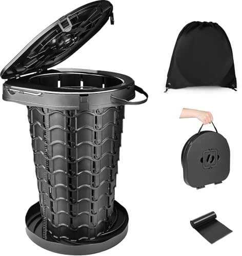 HOVIBU XXL Toilettes Portables,Toilette de Camping Pliables Extra Larges | 39 cm de Haut, 400lb, Toilettes Sèches avec Sac Poubelle, pour Camping Barbecues Voyages Pêche Plage et L'auto-propulsion
