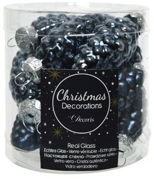 Zeus Party Christbaumschmuck Zapfen Glas 6cm x 12 Stück Weihnachtskugeln Nachtblau