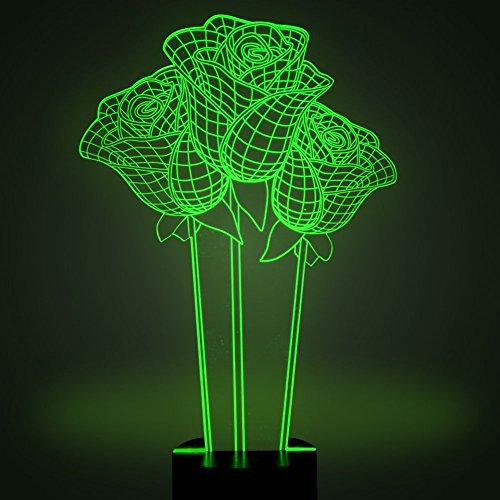 3D Rose Illusions Lampen Tolle 7 Farbwechsel Acryl berühren Tabelle Schreibtisch-Nachtlicht mit USB-Kabel für Kinder Schlafzimmer Geburtstagsgeschenke Geschenk