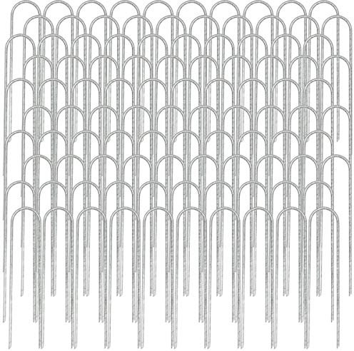 AMANKA 100 Stück Ø3,2mm Erdanker verzinkt 150x30mm Befestigungsanker Unkraut-Vlies Stahl Erdnägel Bodenanker U-Form rund