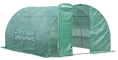 Outsunny Invernadero de Jardines y Huertos con 4 Ventanas para Cultivos Plantas y Verduras 4x3x2m Cubierta de PE 140g/㎡Material de Acero