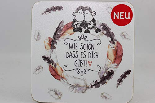 Sheepworld - 45664 - Untersetzer, Wie schön, DASS es Dich gibt!, Kork, 9,5cm x 9,5cm