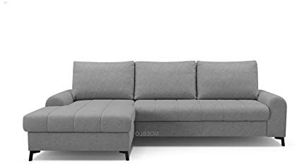 mb-moebel Ecksofa mit Schlaffunktion Eckcouch mit Bettkasten Sofa Couch L-Form Polsterecke DELICE (Dunkelgrau, Ecksofa Links)