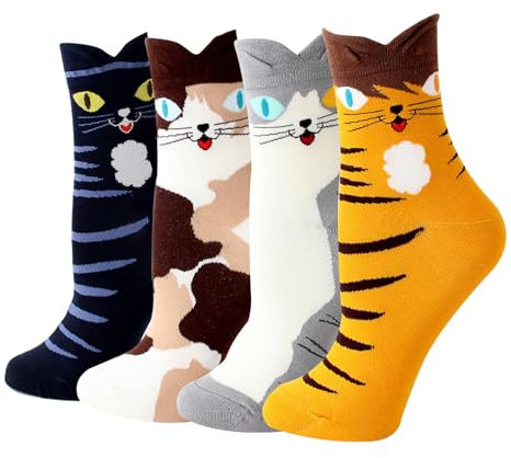 Rokmym Damen Baumwolle Socken 5 Paar - Süße Lustige Bunte Thermal Atmungsaktiv We (Hai)