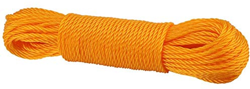 Jadeshay Nylonseil - 20m Leinen Schnur Wäscheleine im Freien bewertet Ersatzgarten Camping im Freien, 4 Farben(Orange)