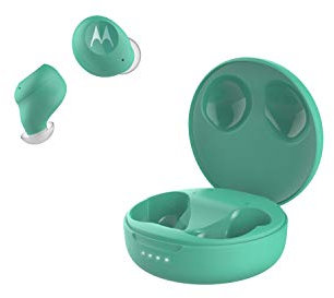 Motorola Lifestyle VerveBuds 250 - Bluetooth in Ear True Wireless Kopfhörer - Tragbar, Kabellose Ladebox - 18 Std. - IPX5 Waterproof - Touch Control - Kompatibel mit Alexa,Siri,Google - Türkis, 54 x 54 x 28