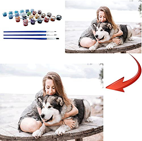 EKMON Malen Nach Zahlen Eigenes Bild Personalisiert Custom Eigenes Foto Benutzerdefinierte Design Painting Set ölgemälde Bilder Home Decor-Around 24 Farben 40 * 40cm mit Rahmen