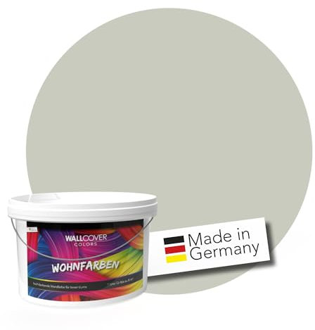 WALLCOVER hochwertige Wandfarbe für Innen | Grün Pastell | 5L für 40m² | Hochdeckende Innenfarbe Matt (Klasse 1) | Profi Qualität aus Deutschland