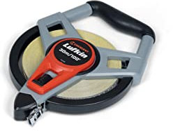 Lufkin FE30CME Glasfaser-Maßband 30m x 19mm / 100' x 3/4, mit metrische und englische Maßeinteilung und 3-zu-1-Rücklaufübersetzung, Orange, 30m/100ft x 19mm/3/4in