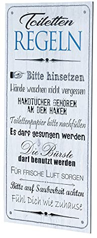 Wandbild 20x40cm Toilettenregeln Bad Spruch Deko Wandschild Bild Dekoschild Schild Wanddeko Geschenkidee