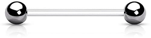 viva-adorno Barbell Piercing Stab Kunststoff flexibel Stahlkugeln Zungenpiercing Industrial Z264, 1,6 x 19 x 5mm