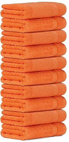 Luckytowel 10er Set Handtücher 50x100 cm 100% Baumwolle, 600g/m² Oeko-Tex Handtuch-Set 10er Pack Orange
