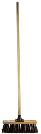 Newman & Cole Outdoor Sweeping Brush Stiff Yard Patio Garden Broom Synthetic Hard PVC Bristle Fitted with Wooden Handle (Unassembled, Pack of 2)