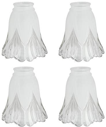 Aspen Creative 23160-4A Transitional Clear & Sandblasted Ceiling Fan Replacement Glass Shade, 2-1/8 Fitter, 5-1/4 Diameter x 5-1/8 Height, 4 Pack