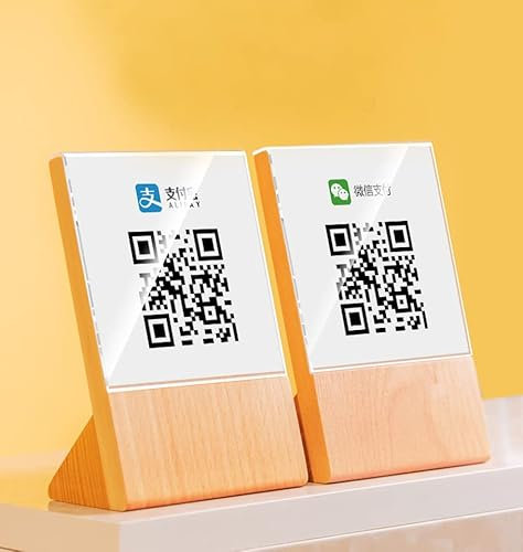 Sviao Etiqueta de acrílico Precio Pago qr código soporte muestra soportes para café restaurante tienda tienda, 10* 10CM