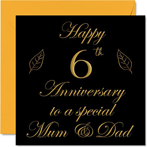 Special Iron Anniversary Card for Dad Mum Parents - Special Mum & Dad - Happy 6th Wedding Anniversary Cards from Son Daughter Family, 145mm Greeting Cards for Anniversaries